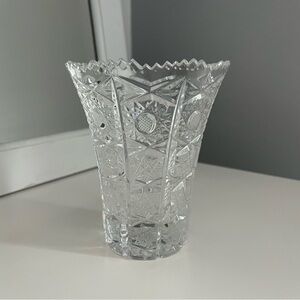 Vintage Bohemia Czech Fine Hand-Cut Crystal Queen’s Lace Vase